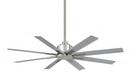 52 in. 8-Blade Outdoor Ceiling Fan in Brushed Nickel Wet