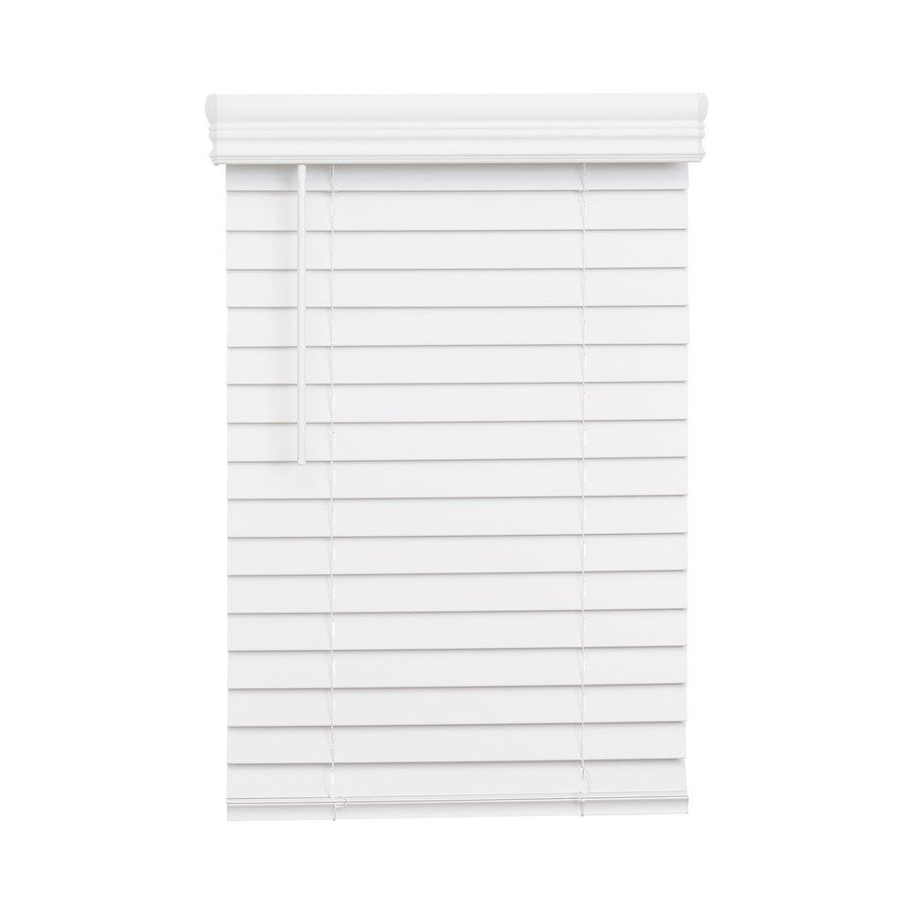71 x 72 in. Cordless Faux Wood Blind in Bright White 