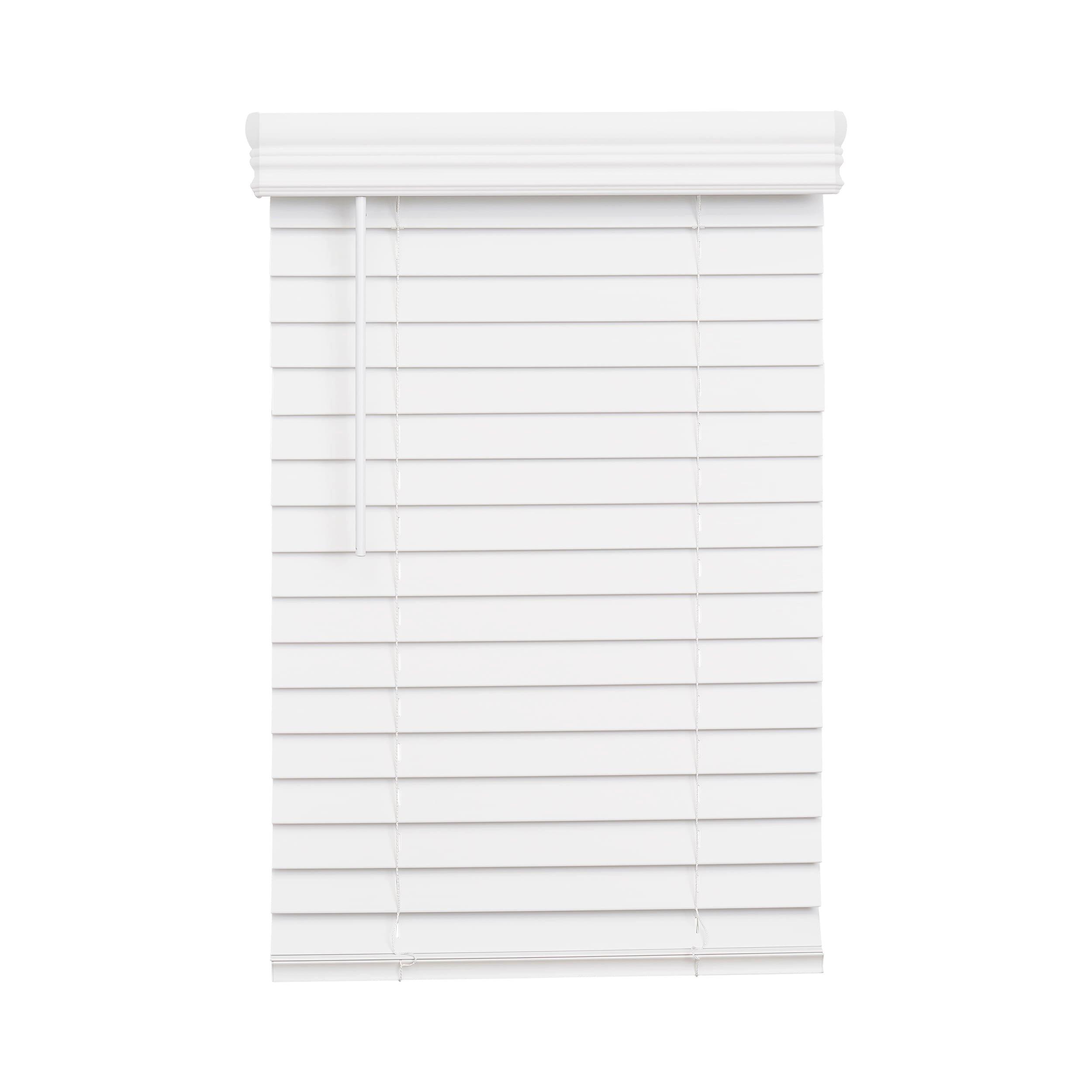 34 x 72 in. Faux Wood Cordless Blind in Bright White 