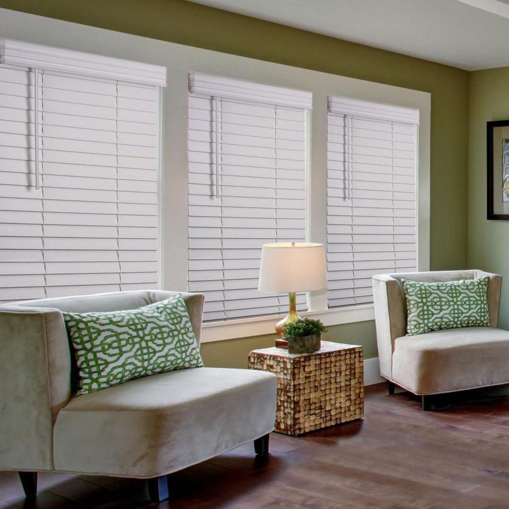 58X48 SMTH 2 IN BRIGHT WHITE FAUX WOOD CORDLESS BLIND 