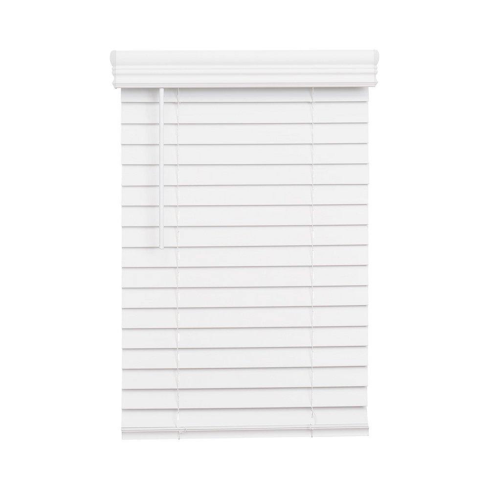59 x 48 in. Faux Wood Cordless Blind in Bright White 