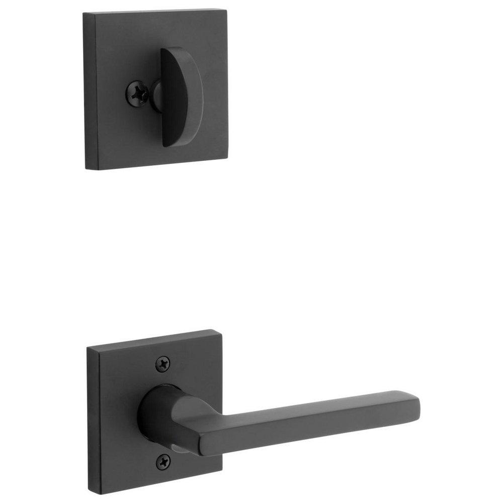 Baldwin Satin Black Lever Keyed Entry Deadbolt and Handle Set in Satin Black 