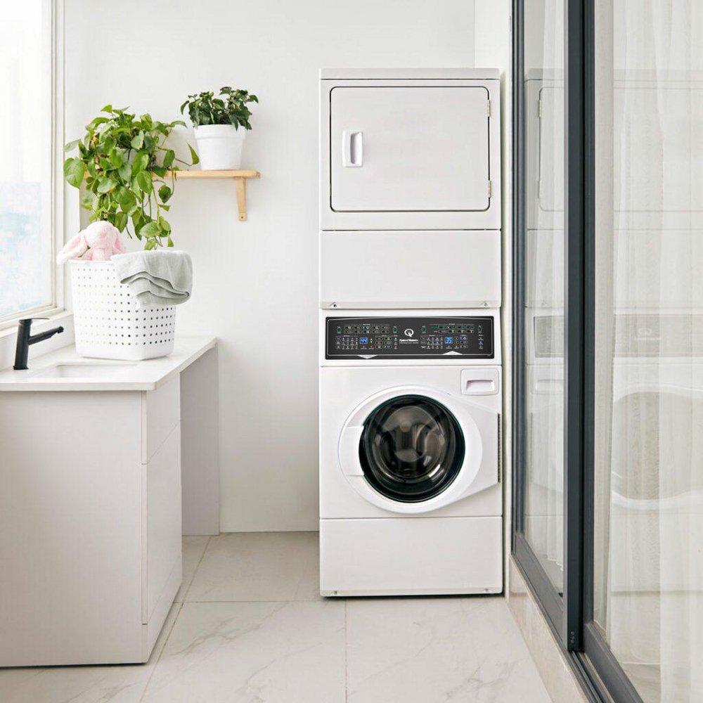 Speed Queen White 27-3/4 x 26-7/8 in. 3.5 cu. ft. 240V Electric Combination Washer & Dryer 