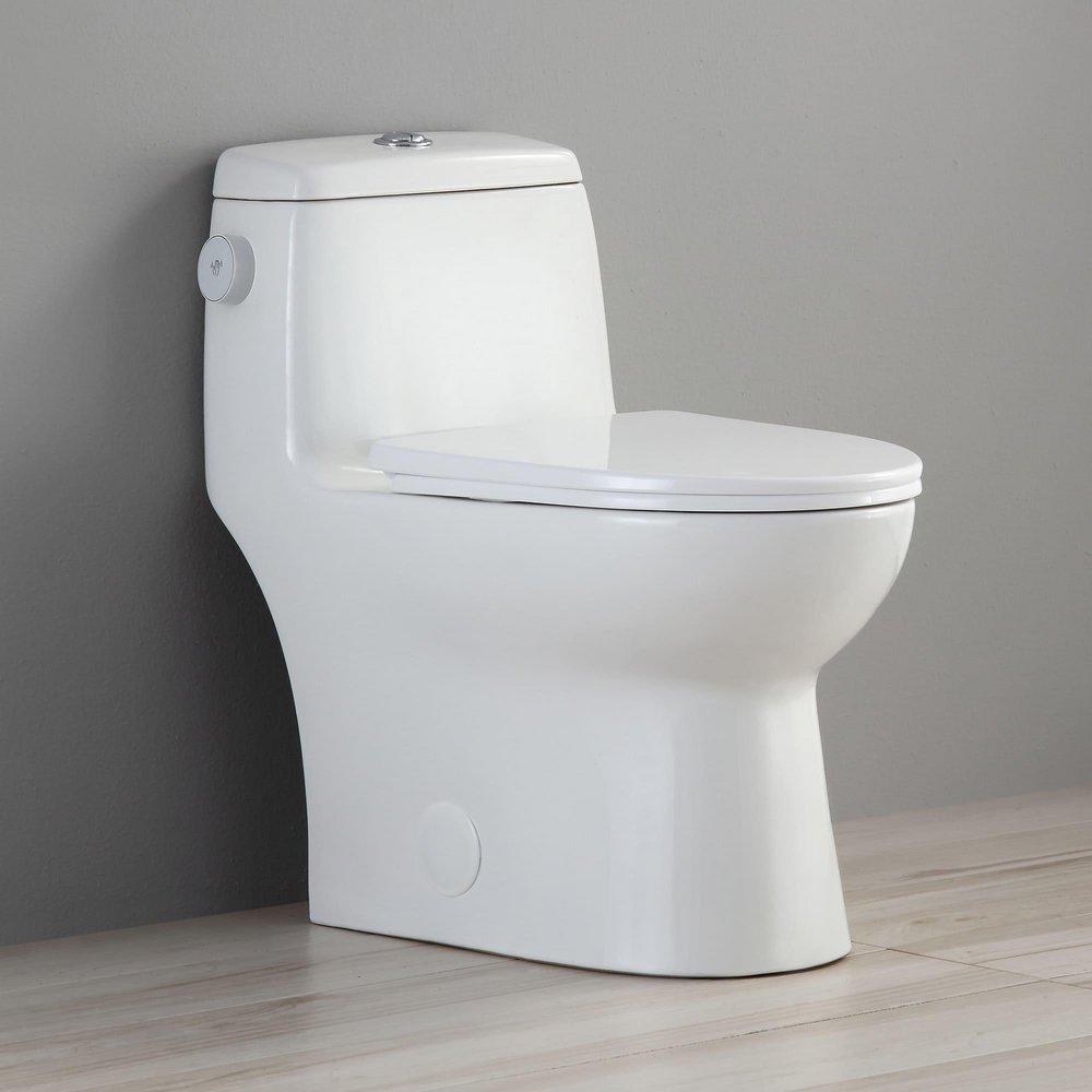 JADE SENSOR FLUSH ONE-PIECE ELONGATED TOILET WITH SOFT CLOSING SEAT COVER 