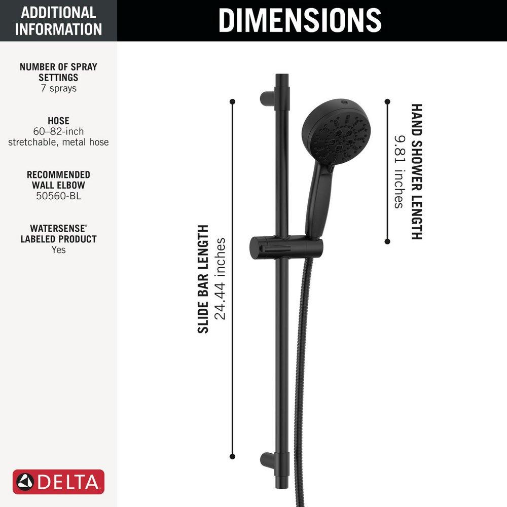 Delta Faucet Matte Black Multi Function Hand Shower 