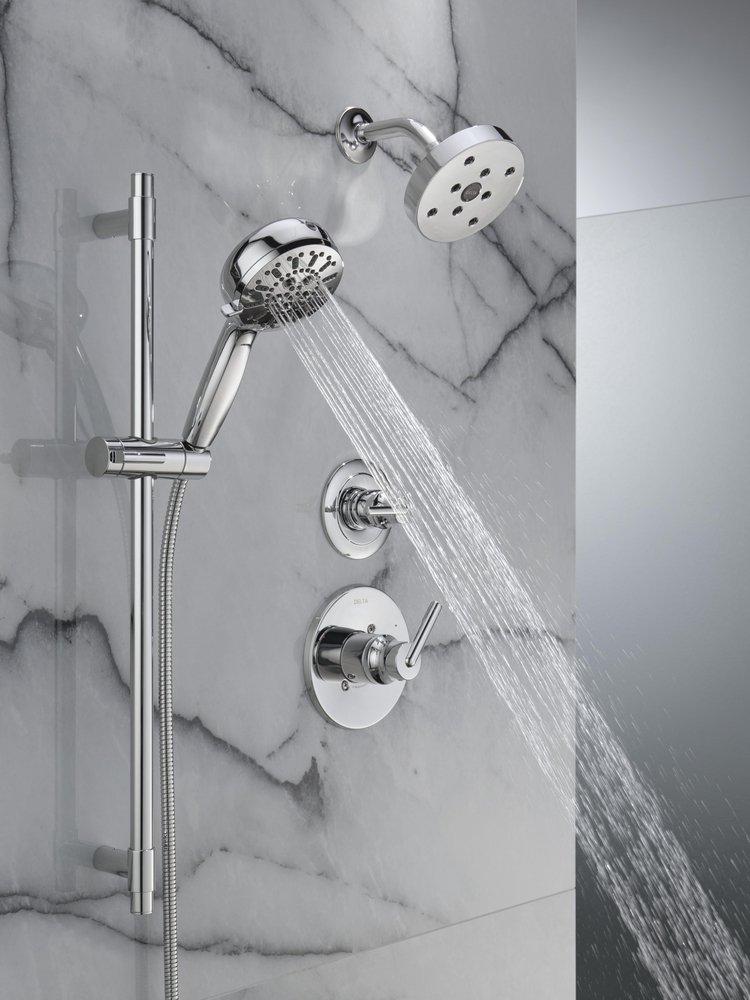 DELTA UNIVERSAL SHOWERING COMPONENTS: 7-SETTING SLIDE BAR HAND SHOWER WITH CLEANING SPRAY 