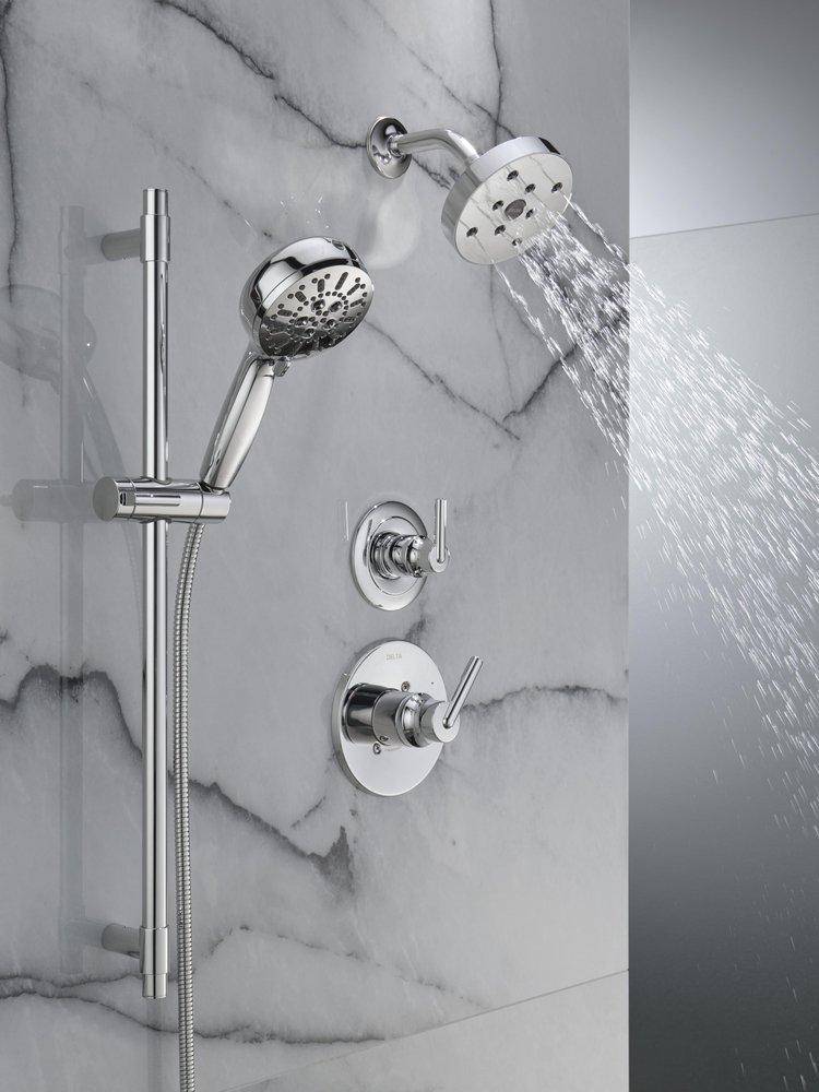 DELTA UNIVERSAL SHOWERING COMPONENTS: 7-SETTING SLIDE BAR HAND SHOWER WITH CLEANING SPRAY 