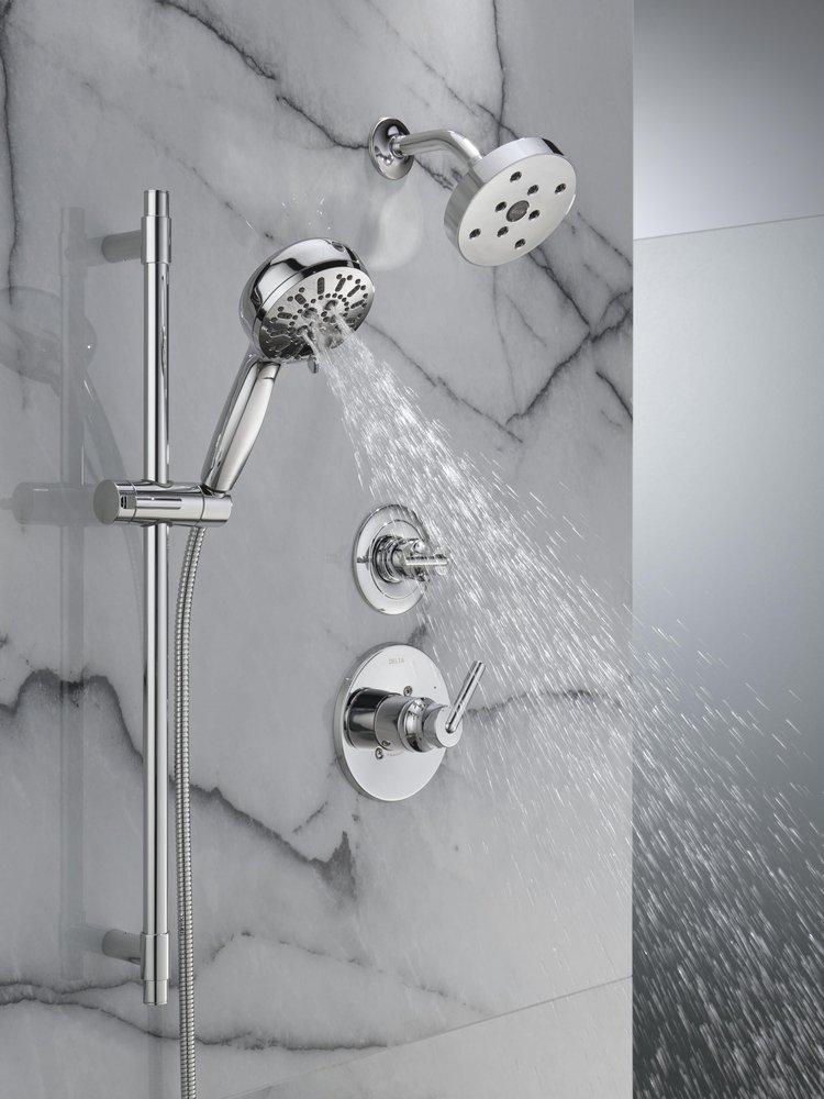 DELTA UNIVERSAL SHOWERING COMPONENTS: 7-SETTING SLIDE BAR HAND SHOWER WITH CLEANING SPRAY 