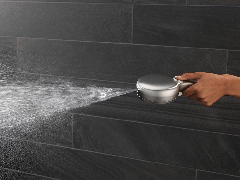 DELTA UNIVERSAL SHOWERING COMPONENTS: 7-SETTING SLIDE BAR HAND SHOWER WITH CLEANING SPRAY 