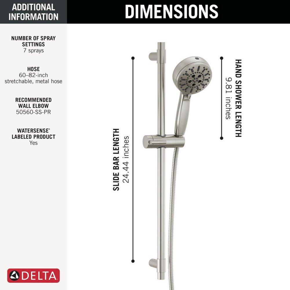 Delta Faucet Lumicoat&reg; Stainless Multi Function Hand Shower 