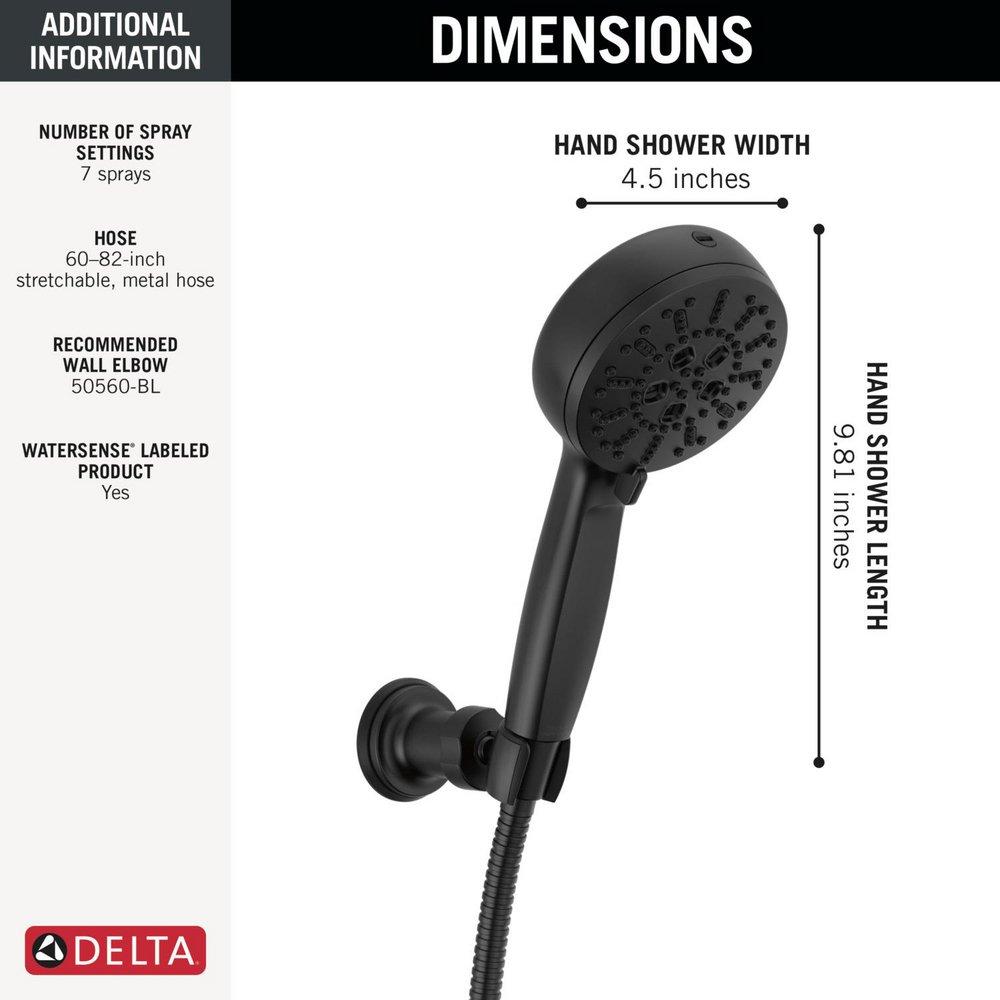 Delta Faucet Matte Black Multi Function Hand Shower 
