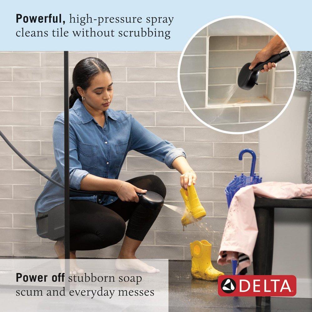 DELTA UNIVERSAL SHOWERING COMPONENTS: 7-SETTING WALL MOUNT HAND SHOWER WITH CLEANING SPRAY 