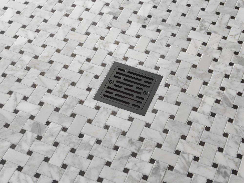 Delta Faucet Matte Black 4 in. Tile-In Square Shower Drain 