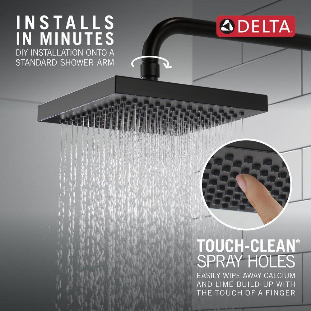 Delta Faucet Matte Black Single Function Soft Rain Showerhead 
