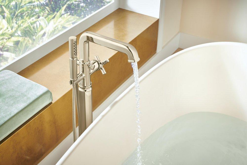 BRIZO INVARI SINGLE-HANDLE FLOOR MOUNT TUB FILLER - LESS HANDLE 