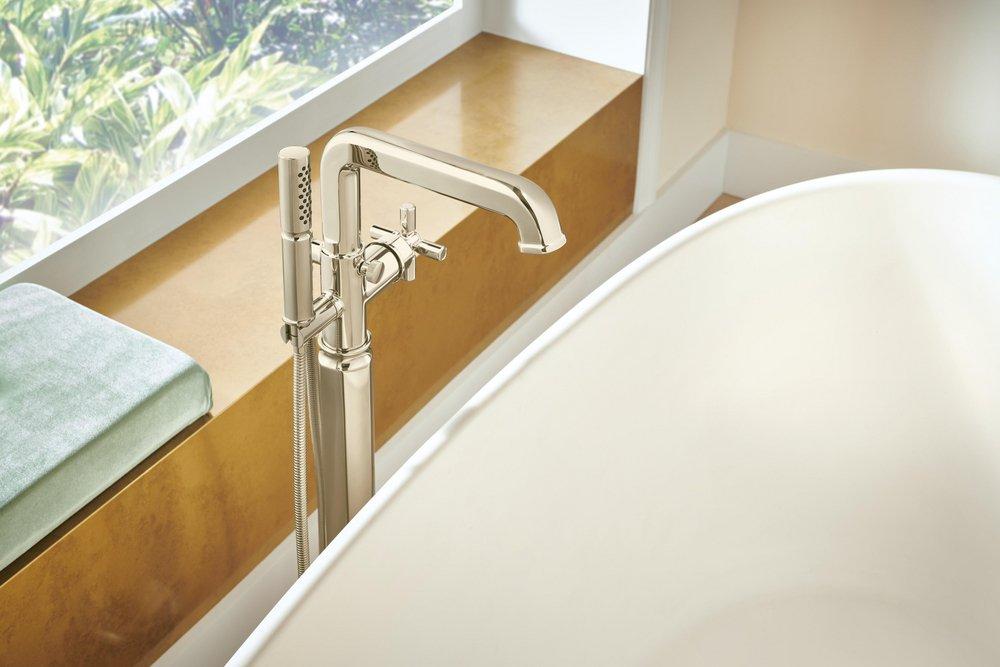 BRIZO INVARI SINGLE-HANDLE FLOOR MOUNT TUB FILLER - LESS HANDLE 