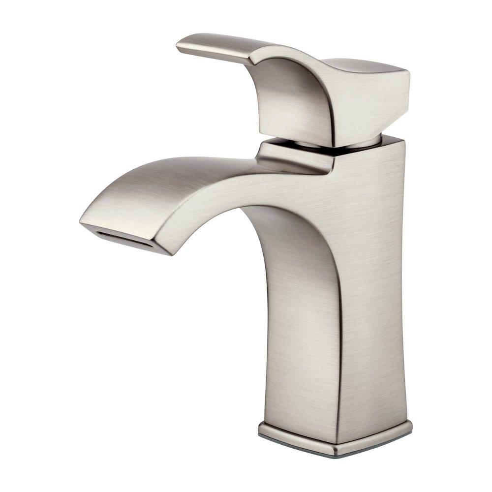 Single Handle Monoblock Bathroom Sink Faucet in Spot Defense Brushed Nickel 