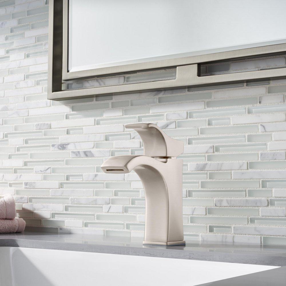 Single Handle Monoblock Bathroom Sink Faucet in Spot Defense Brushed Nickel 