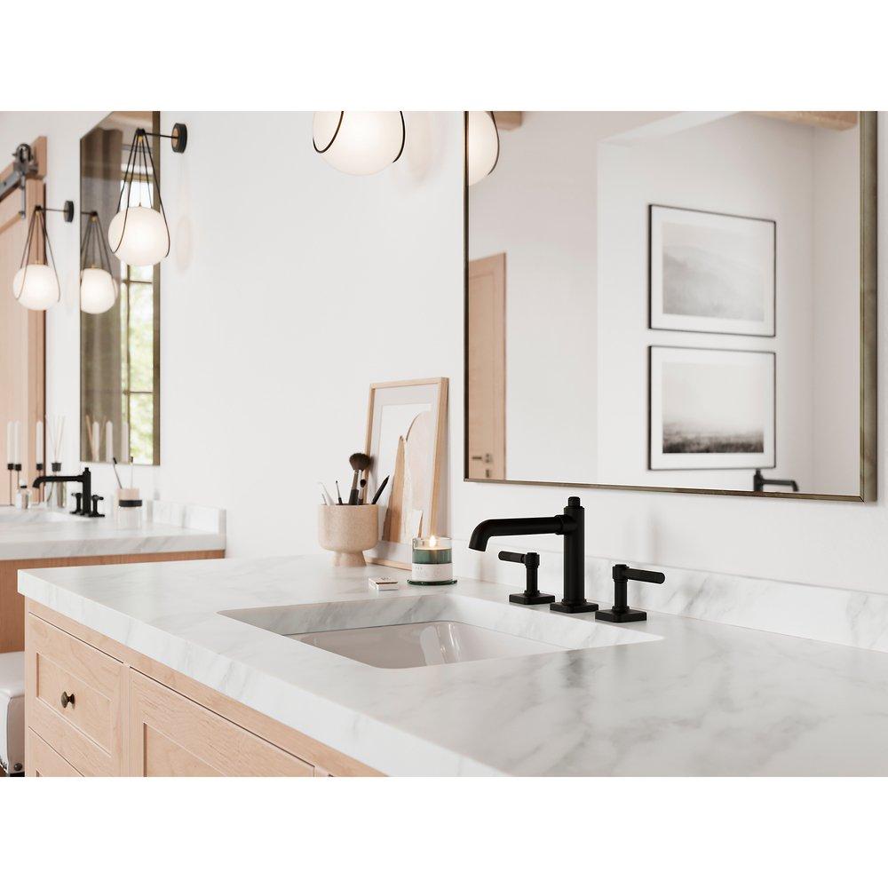 Pfister Matte Black Two Handle Widespread Bathroom Sink Faucet 