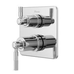 Two Handle Pressure Balancing Valve Trim with Diverter in Polished Chrome