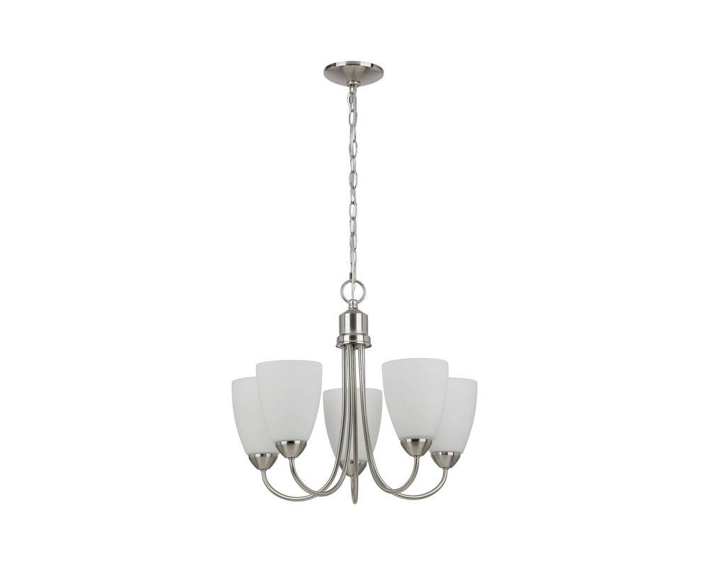 100W 5-Light Chandelier in Brushed Nickel 