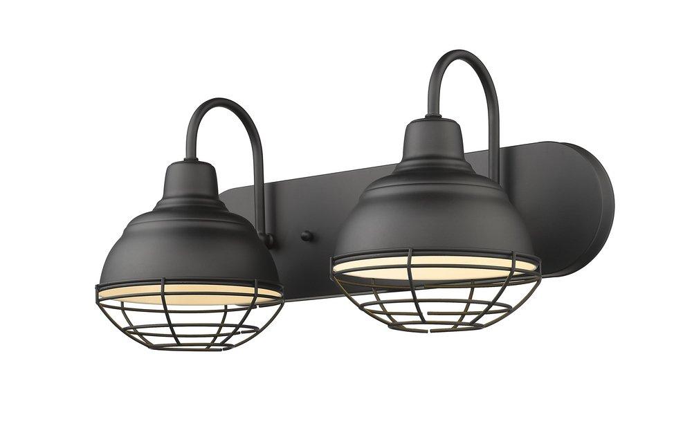 2-Light Vanity Fixture in Matte Black 