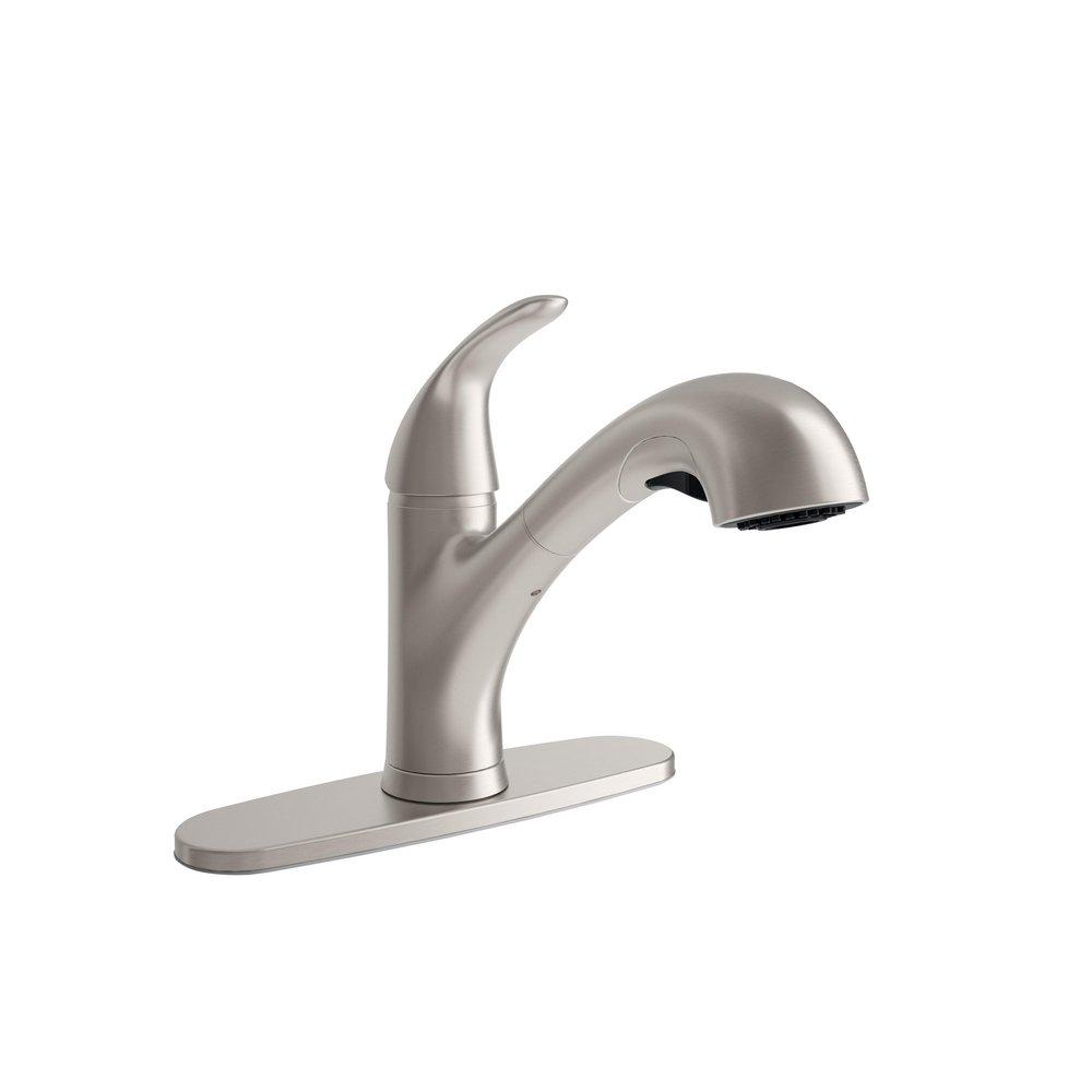 Single Handle Kitchen Faucet in Brushed Nickel 