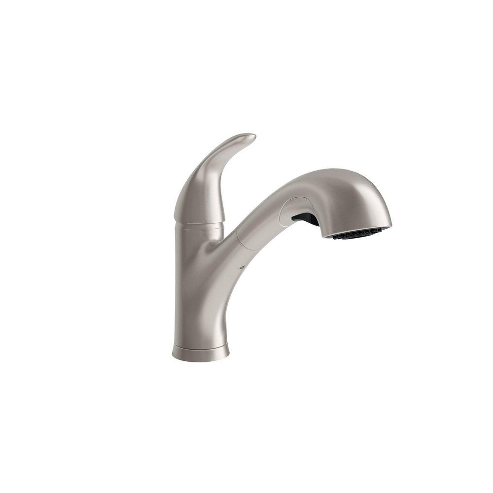 PROFLO&reg; Brushed Nickel Single Handle Pull Out Kitchen Faucet 