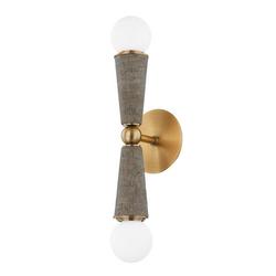 24W 2-Light 18-3/4 in. Wall Sconce in Patina Brass