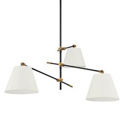 3-Light Chandelier in Patina Brass / Textured Black