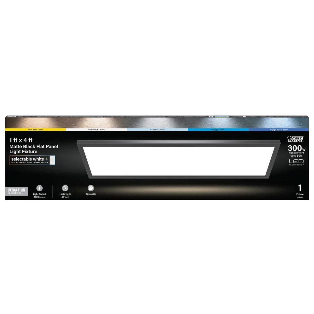 Feit Electric Matte Black 1 x 12-1/10 in. 50W 1-Light LED Contemporary Flush Mount Ceiling Fixture 