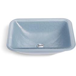 19-15/16 in. Undermount Rectangular Glass Bathroom Sink in Opaque Dusk