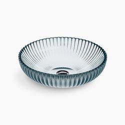 15 in. Vessel Mount Round Glass Bathroom Sink in Translucent Dusk
