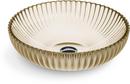 15 in. Vessel Mount Round Glass Bathroom Sink in Translucent Sandalwood