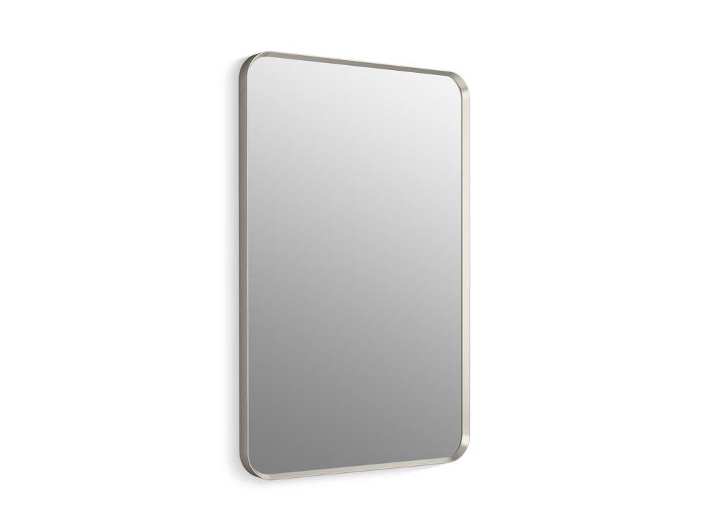 KOHLER Brushed Nickel 24 x 36 in. Flat Edge Rectangular Framed Mirror 