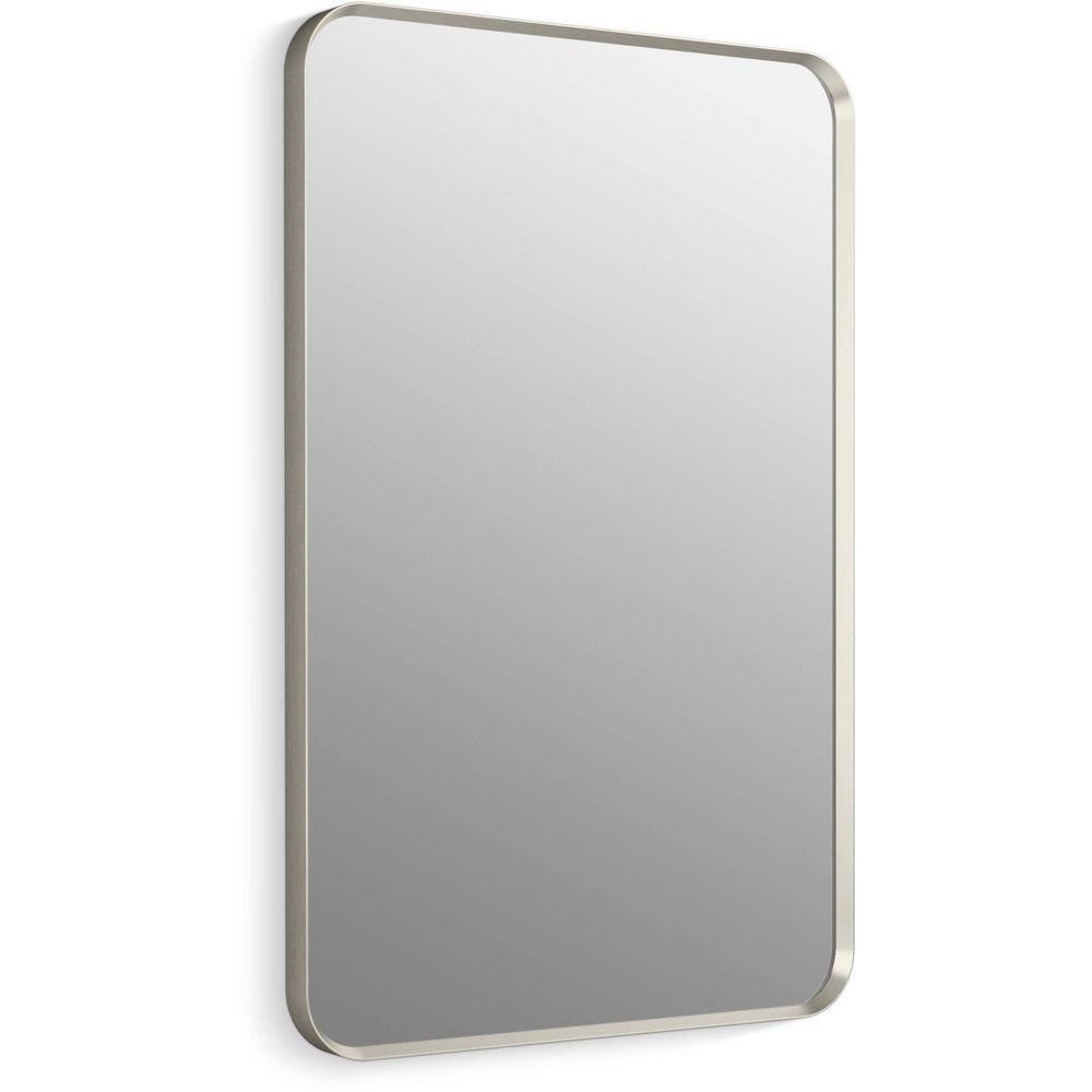 KOHLER Brushed Nickel 24 x 36 in. Flat Edge Rectangular Framed Mirror 