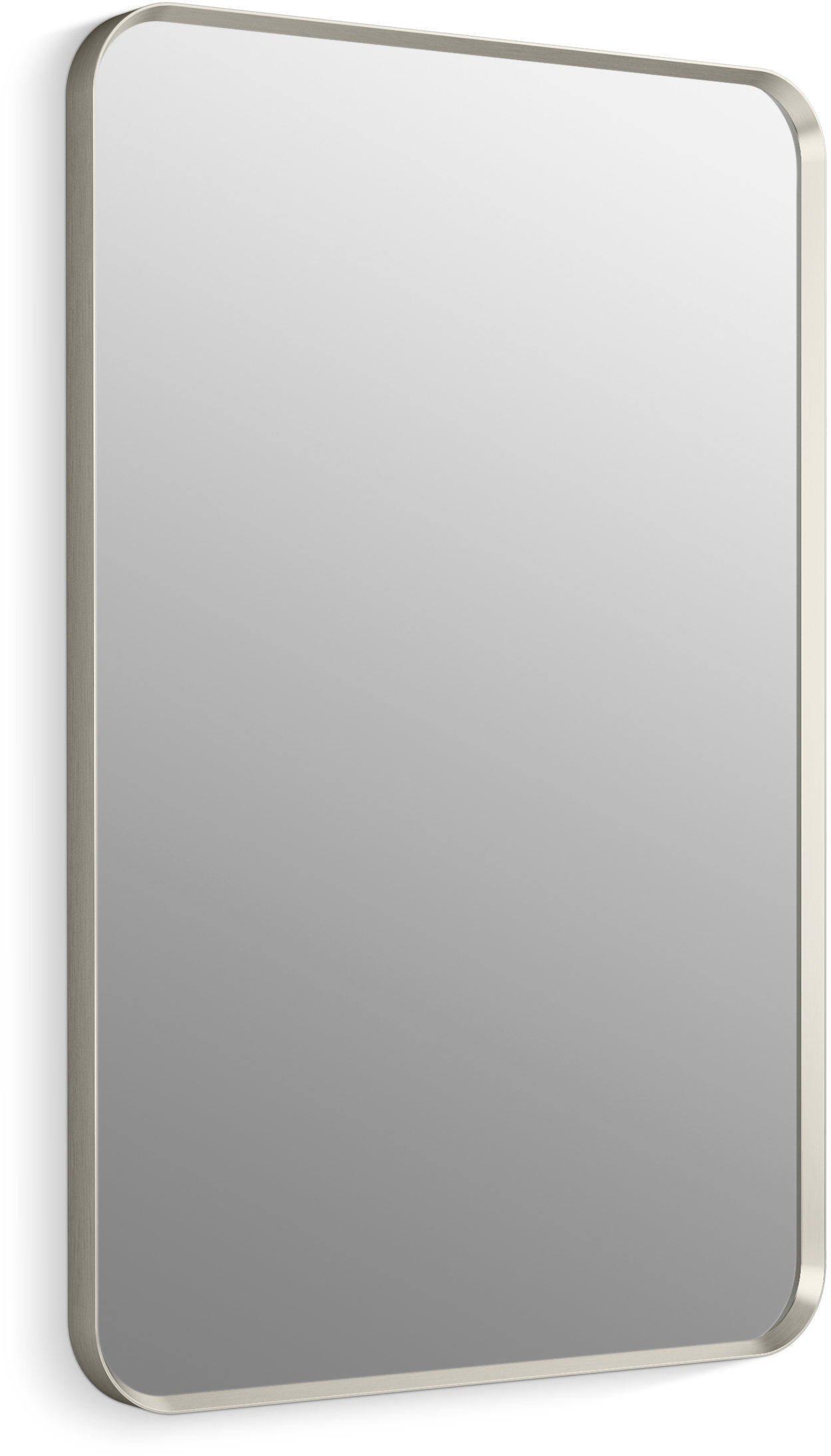 KOHLER Brushed Nickel 24 x 36 in. Flat Edge Rectangular Framed Mirror 