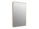 KOHLER Moderne Brushed Gold 30 x 45 in. Flat Edge Rectangular Framed Mirror 