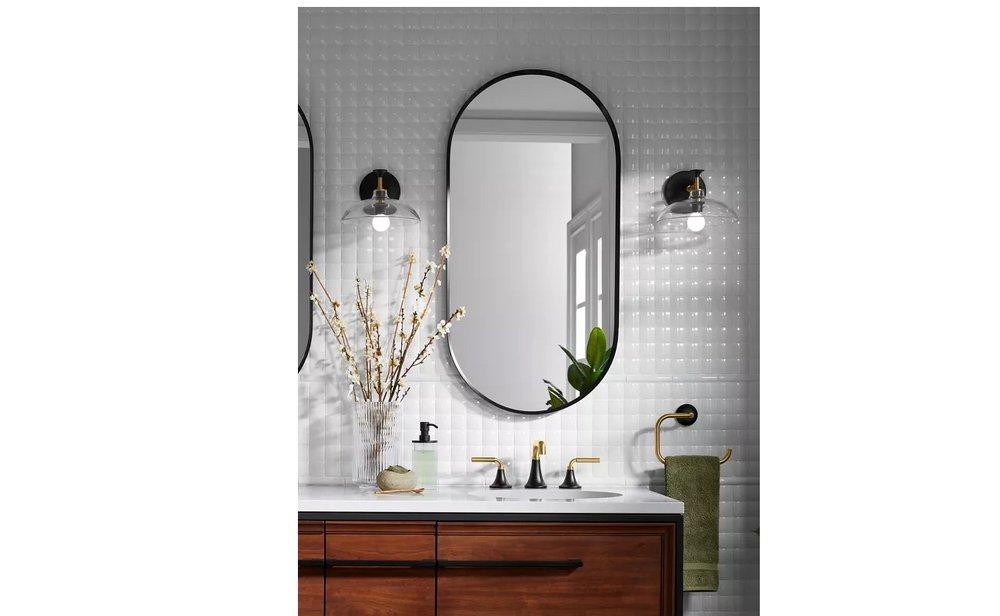 KOHLER Matte Black 1-3/8 in. Framed Mirror Rectangular in Blacks 
