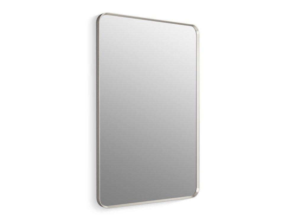 KOHLER Brushed Nickel 30 x 45 in. Flat Edge Rectangular Framed Mirror 