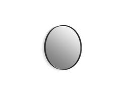 1-3/8 x 22 in. Flat Edge Round Framed Mirror in Matte Black