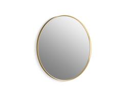 32 x 1-3/8 x 32 in. Flat Edge Round Framed Mirror in Moderne Brushed Gold