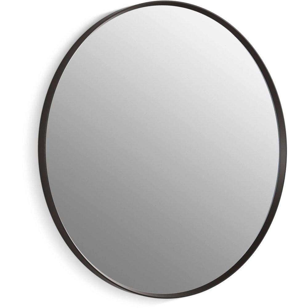 KOHLER Matte Black 32 x 32 in. Flat Edge Round Framed Mirror 