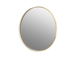 36 x 1-3/8 x 36 in. Flat Edge Round Framed Mirror in Moderne Brushed Gold