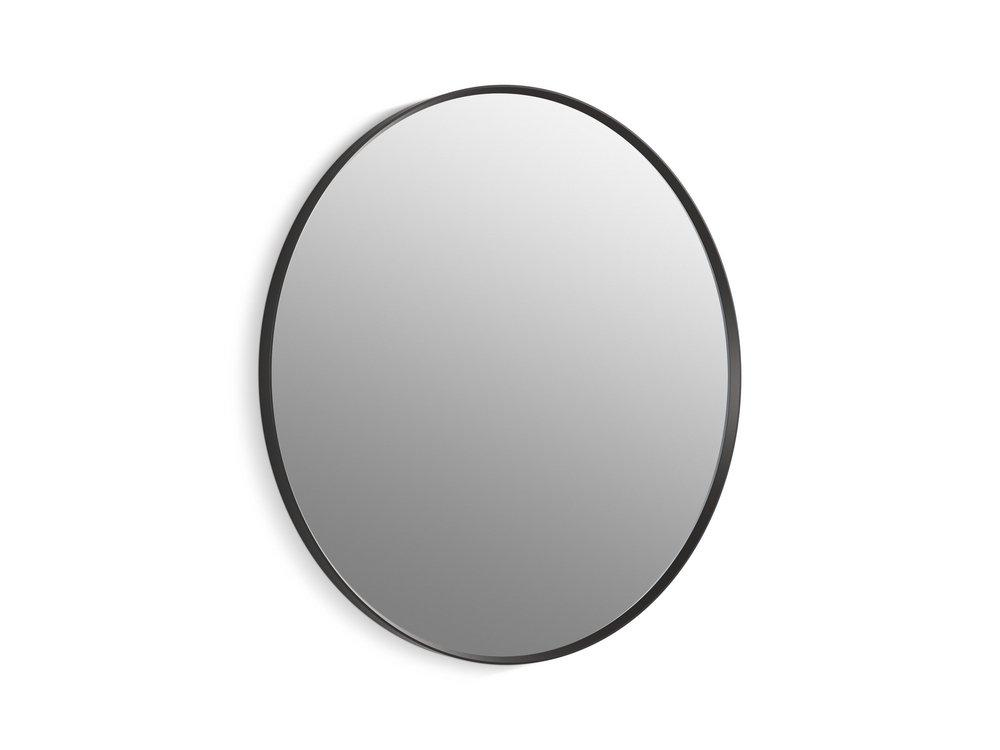 KOHLER Matte Black 36 x 36 in. Flat Edge Round Framed Mirror 