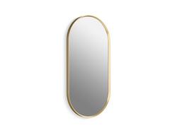 18 x 36 in. Flat Edge Capsule Framed Mirror in Moderne Brushed Gold