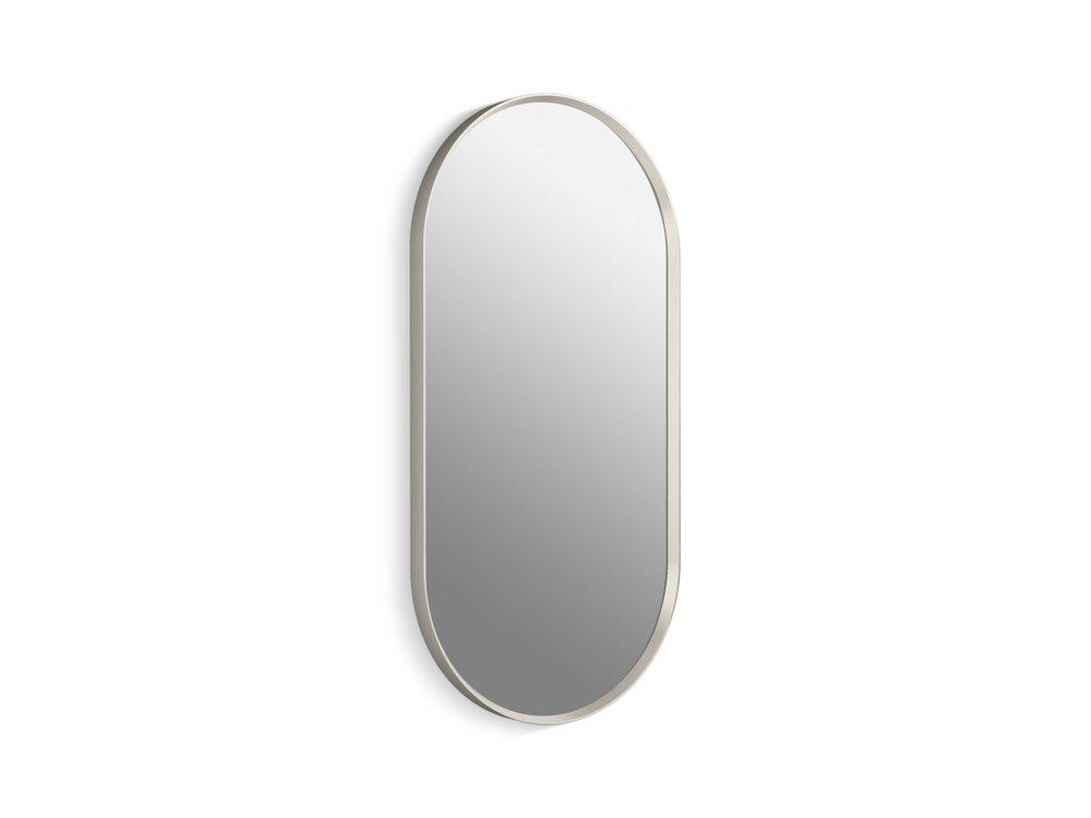 KOHLER Brushed Nickel 18 x 36 in. Flat Edge Capsule Framed Mirror 