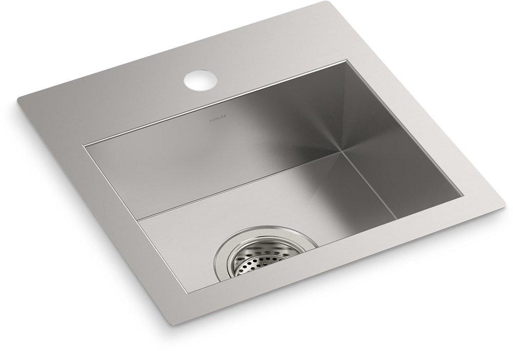 15 x 15 in. 1 Hole Top Mount and Undermount Bar Sink in Stainless Steel 
