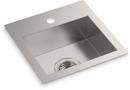 15 x 15 in. 1 Hole Top Mount and Undermount Bar Sink in Stainless Steel 