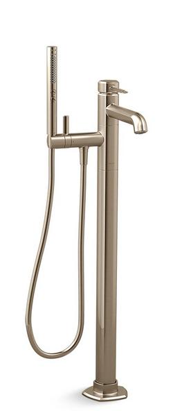Two Handle Floor Mount Tub Filler with Hand Shower in Vibrant&reg; Brushed Bronze